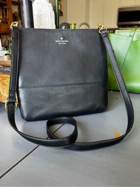 kate spade Black Pebbled Leather Crossbody Bag with Gold-Tone Hardware